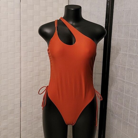 EOMENIE ONE SHOULDER ONE PIECE SWIMSUIT FOR WOMEN HIGH CUT TIE SIDE - Picture 3 of 16